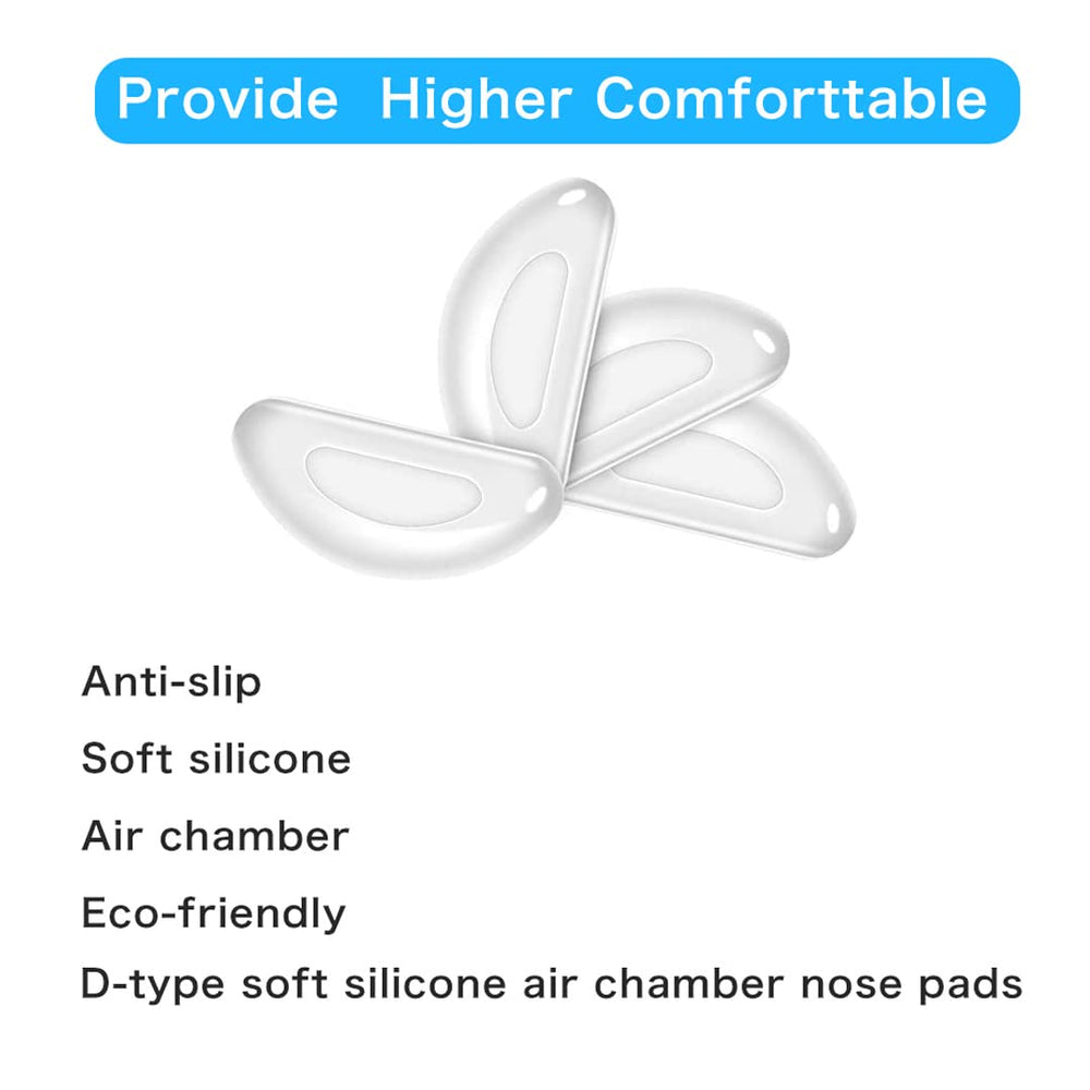 Close-up of D-shaped anti-slip nose pad design