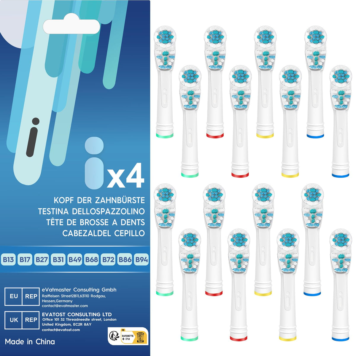 FEUP Dual Clean replacement brush head compatible with Oral-B Vitality Series