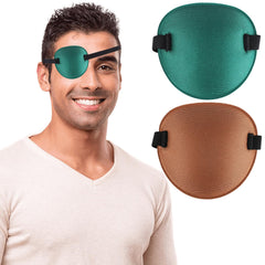 Fezog Eye Patch Black - Adjustable Patch for Right/Left Eye (Adults & Kids)