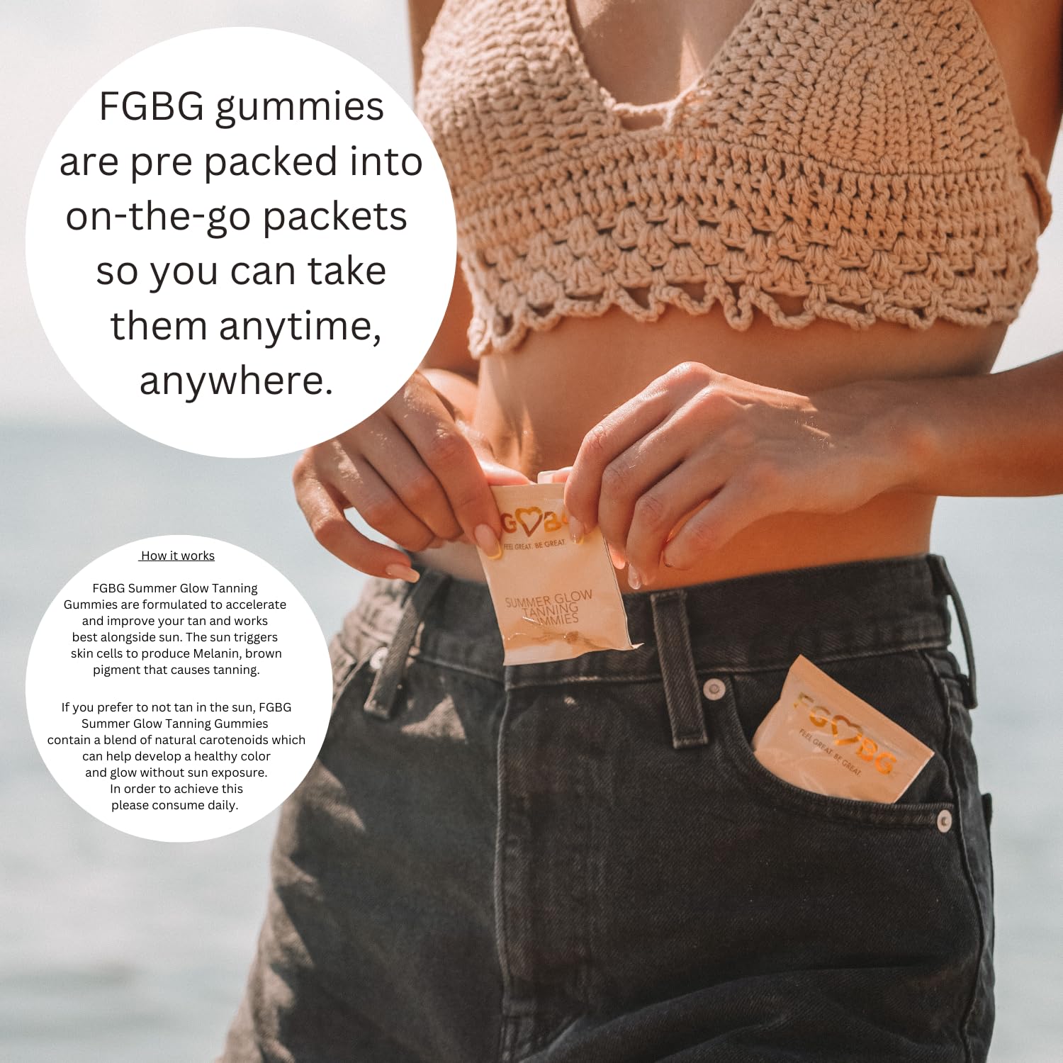 Nutrition label for FGBG Summer Glow Gummies