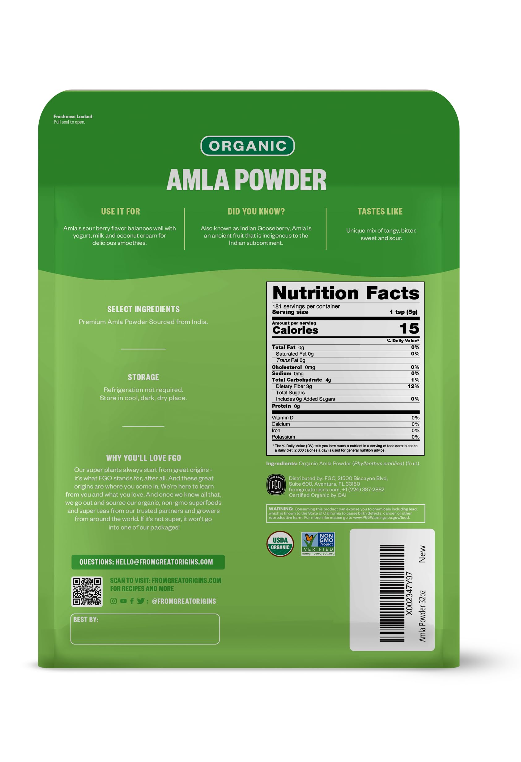 Amla powder imported from India origin