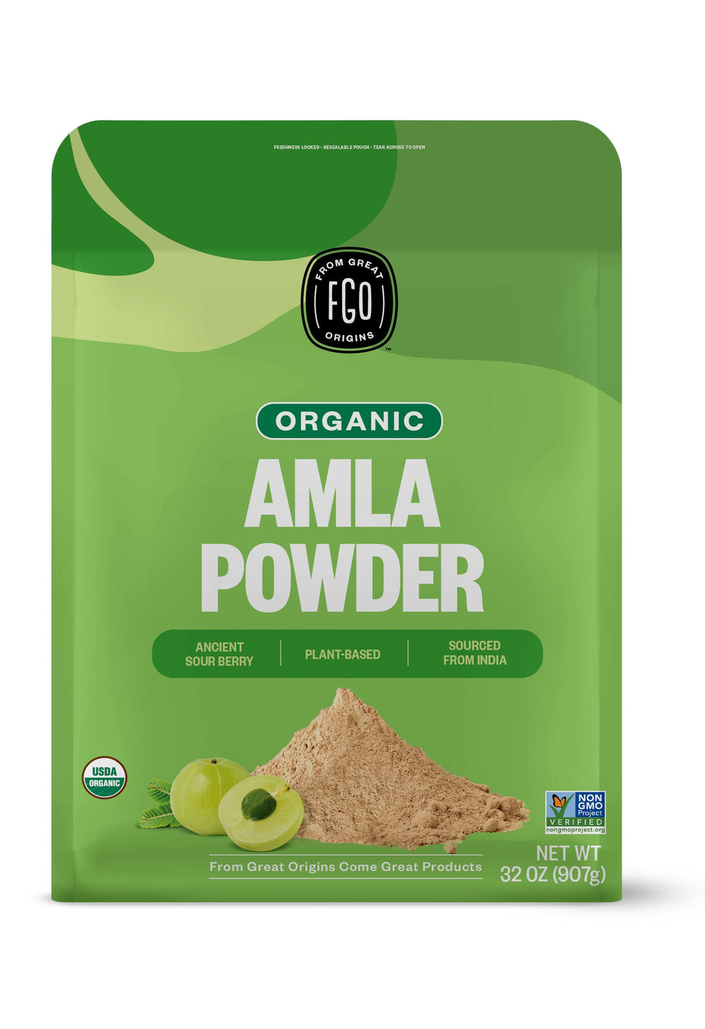 FGO Organic Amla Powder 32oz resealable bag