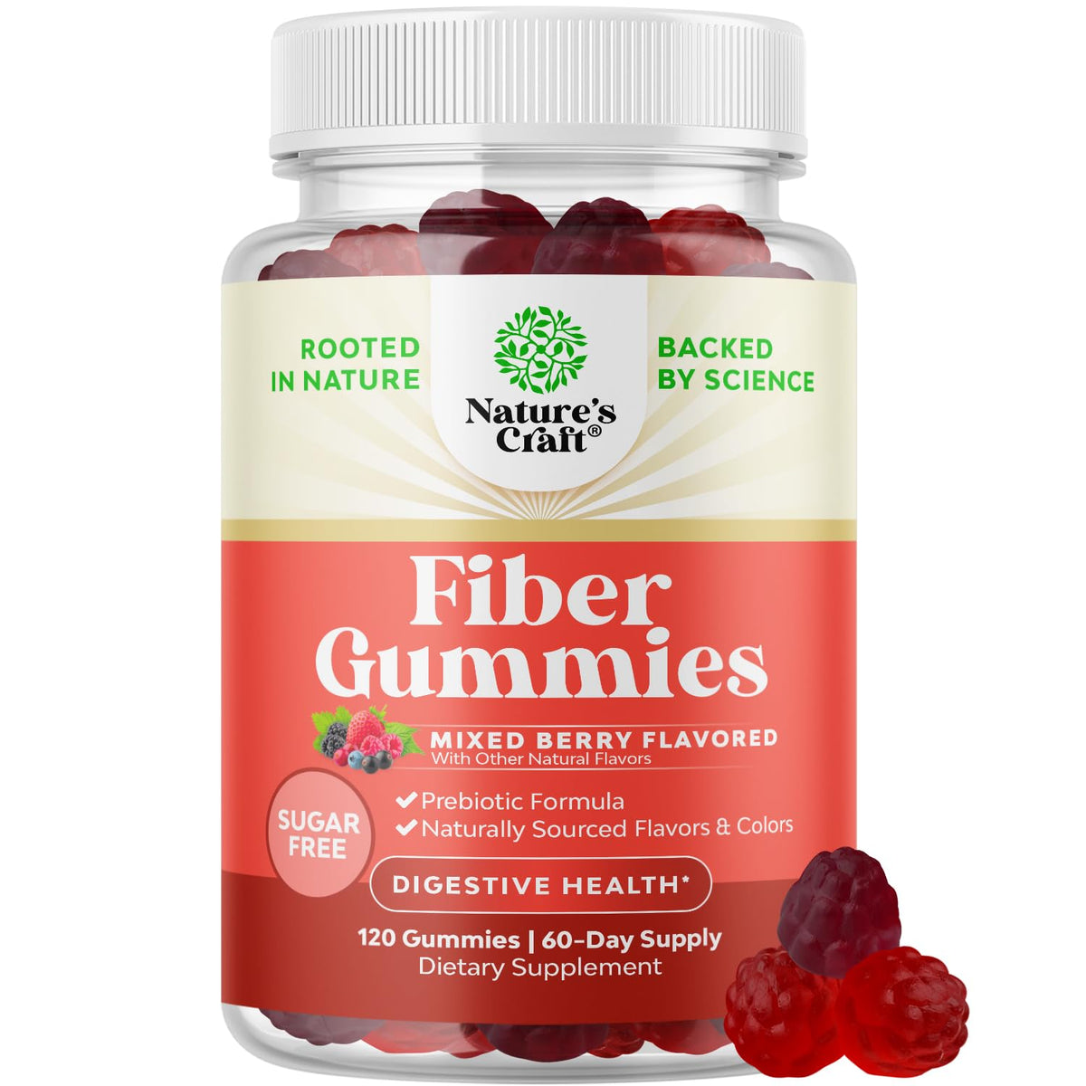 Bottle of fiber gummies for adults