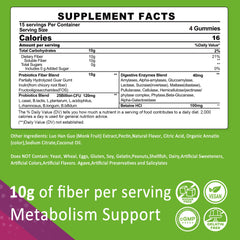 Back label of Nextdia Fiber Gummies for Adults 60 count