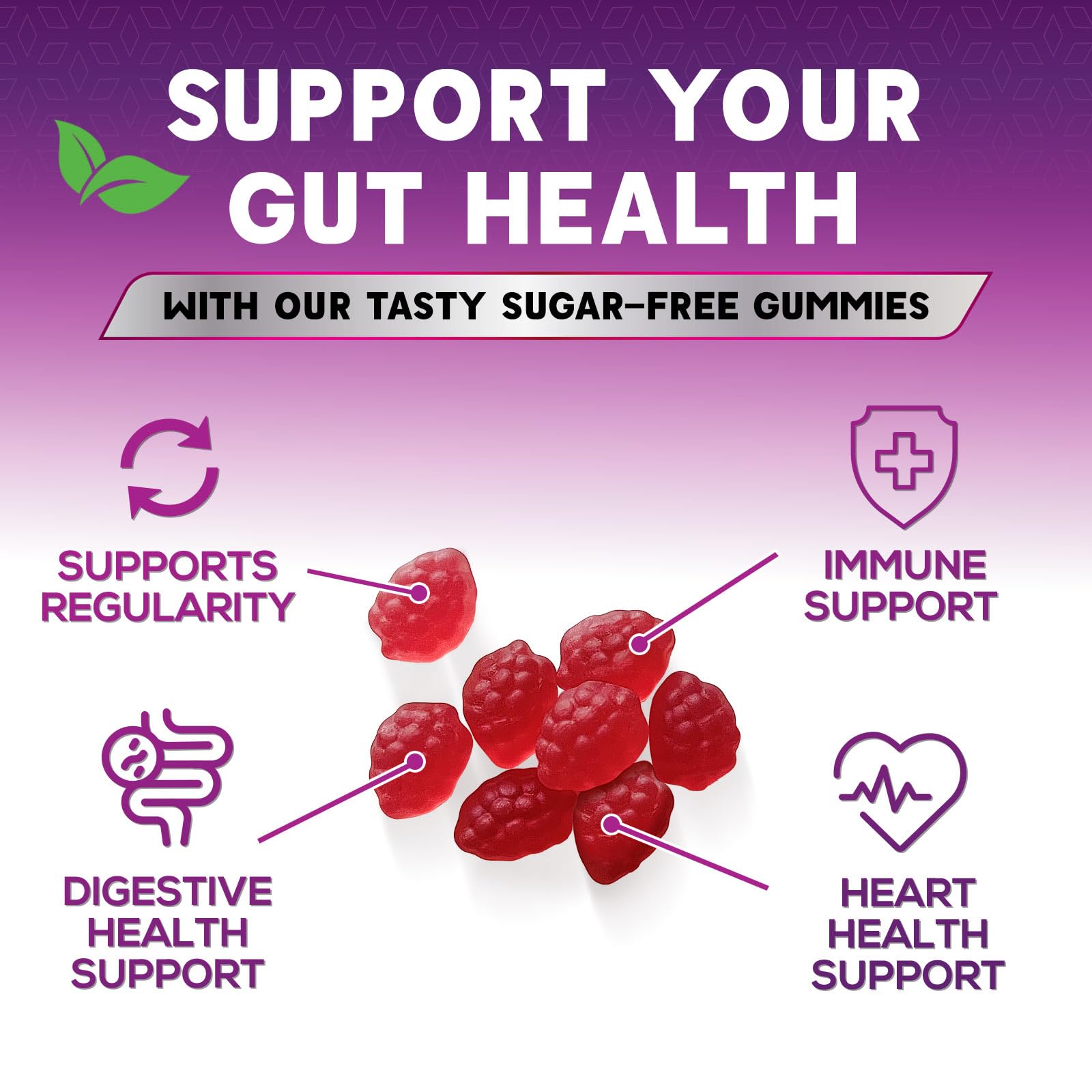 Berry-flavored sugar-free fiber gummies