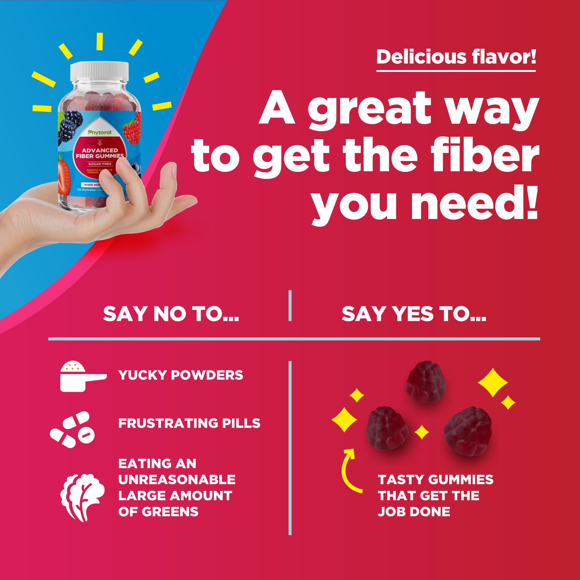 Two sugar-free fiber gummies for adults as a serving suggestion