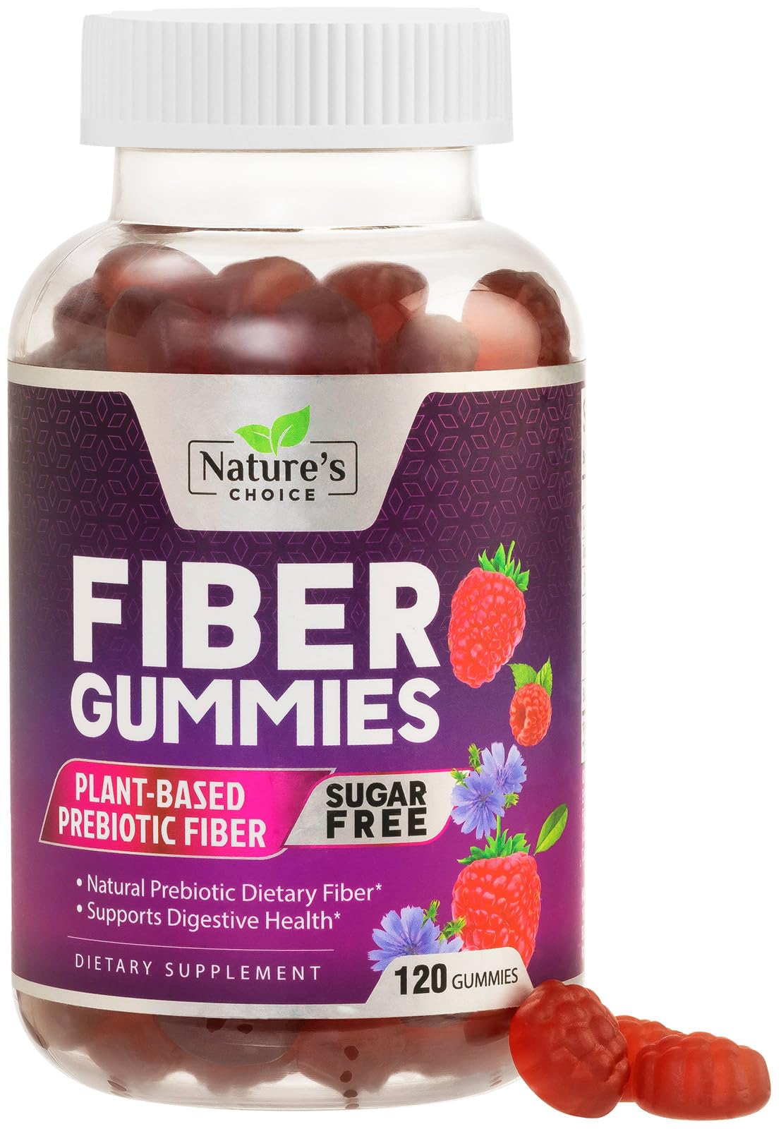 Front view of Fiber Gummies for Adults Sugar Free 120-count package