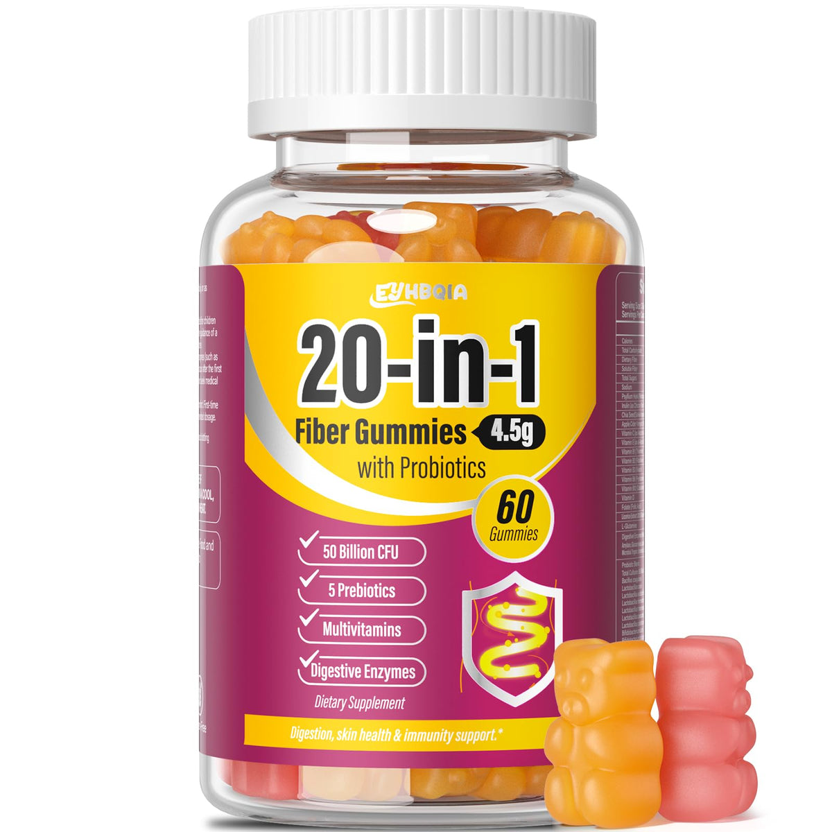 Bottle of Fiber Gummies for Women with label visible