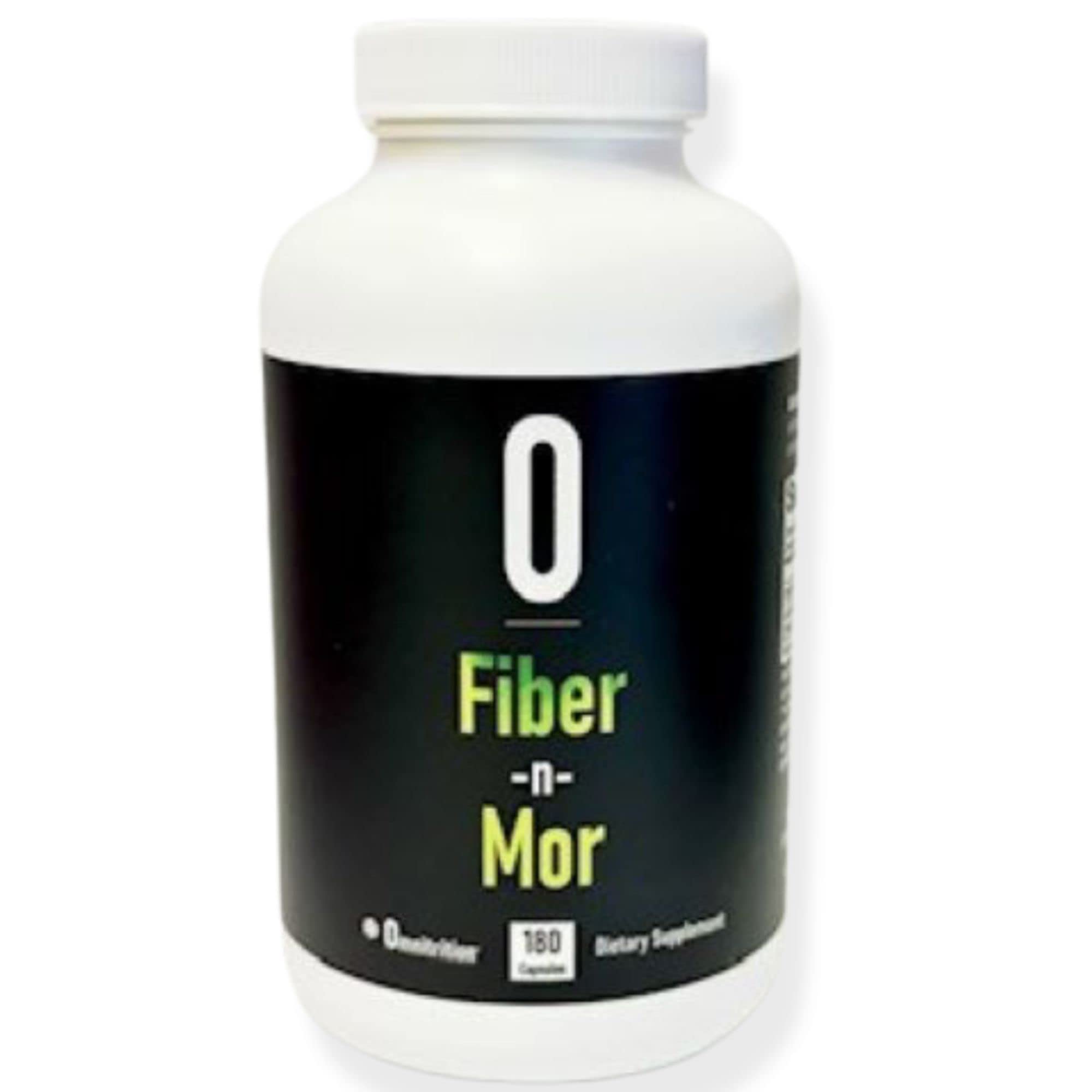 Bottle of Fiber N Mor Digestive Supplement by Omnitrition with Psyllium Husk and Lactobacillus Acidophilus