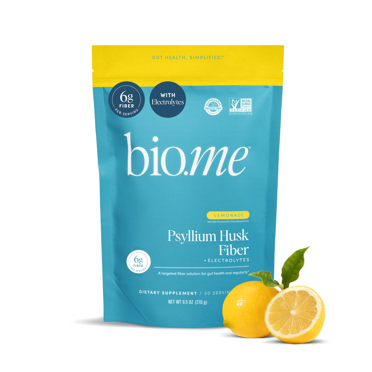 Fiber Rescue Lemonade flavor psyllium husk powder container front view