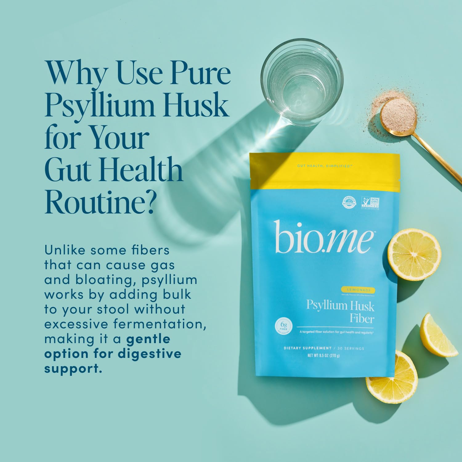 Prepared lemonade-flavored fiber drink in a tall glass