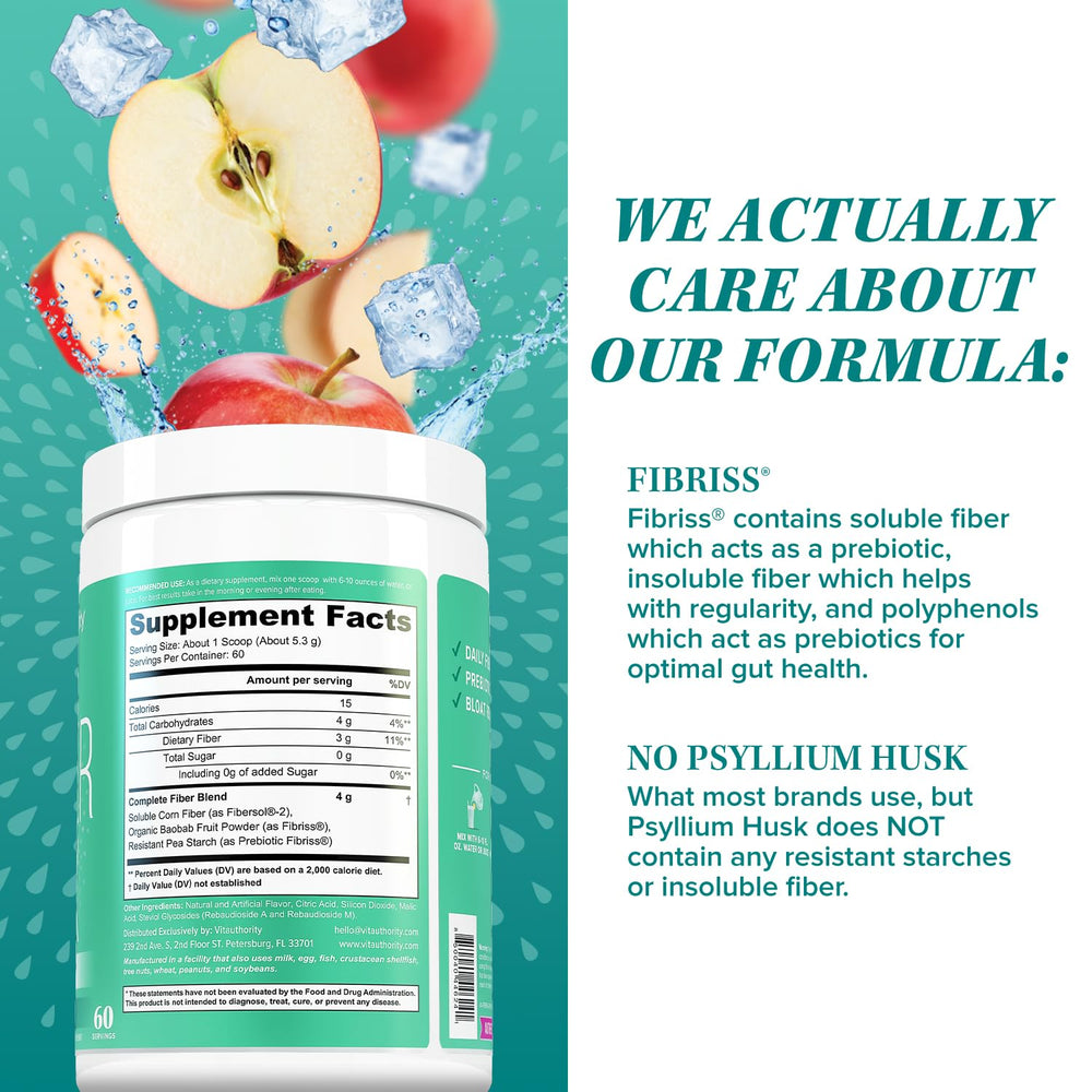 High-quality fiber supplement featuring patented Fibriss