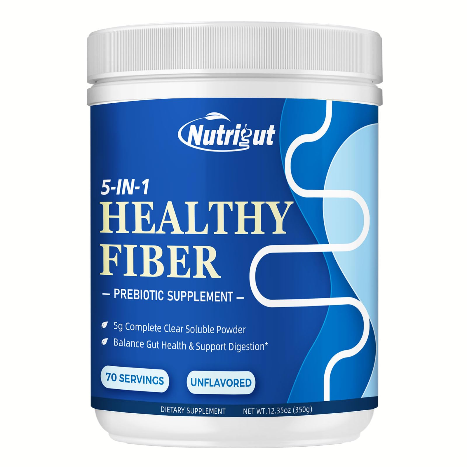Fiber supplement bottle with prebiotic powder