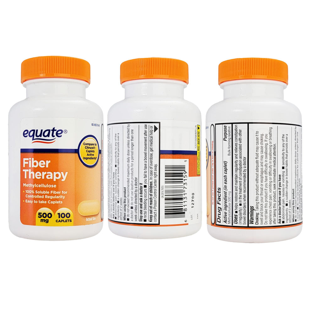 Close up of Fiber Therapy Methylcellulose 500 mg caplets