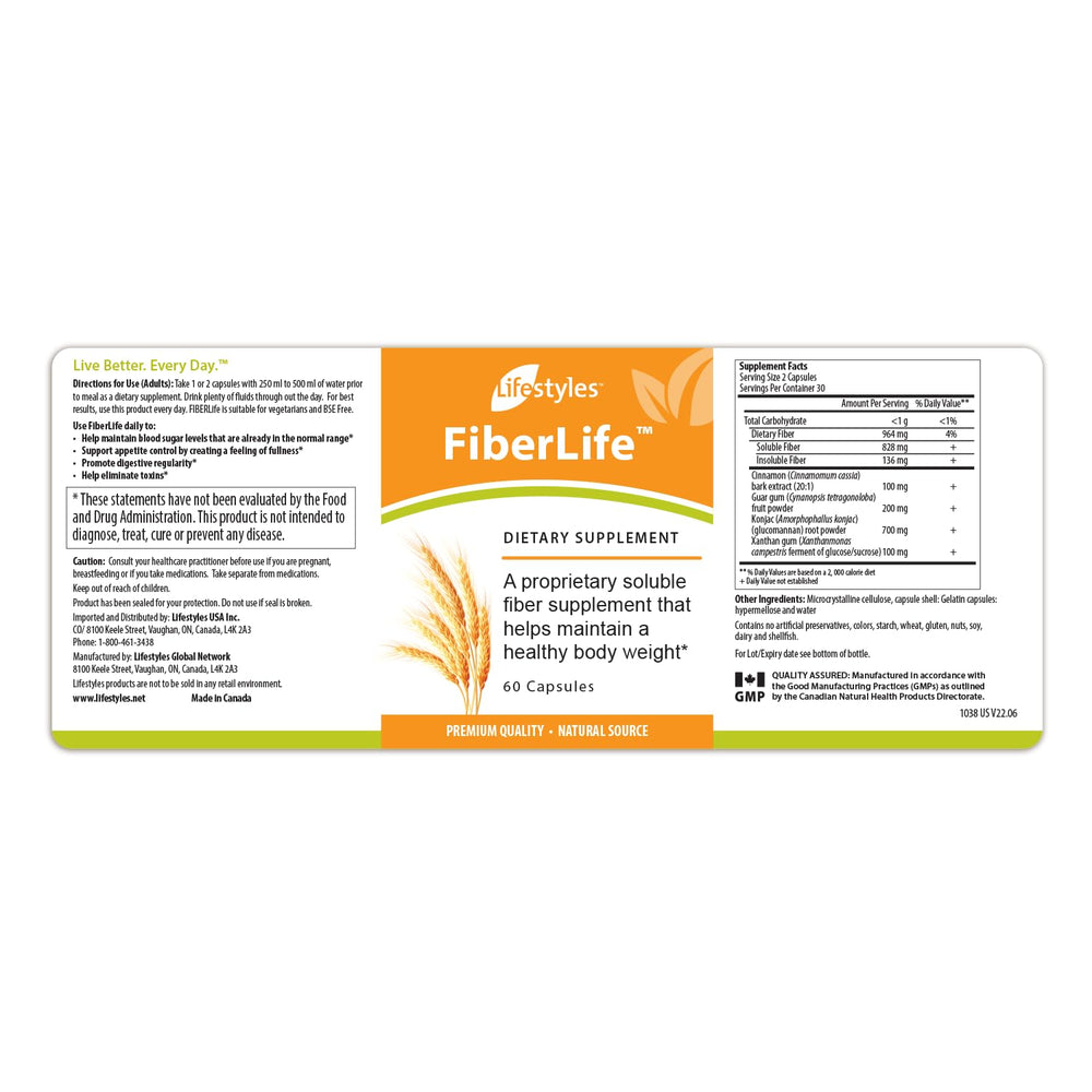 FiberLife product on a kitchen counter promoting digestive health