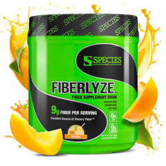 Fiberlyze Mango flavor powder in a scoop