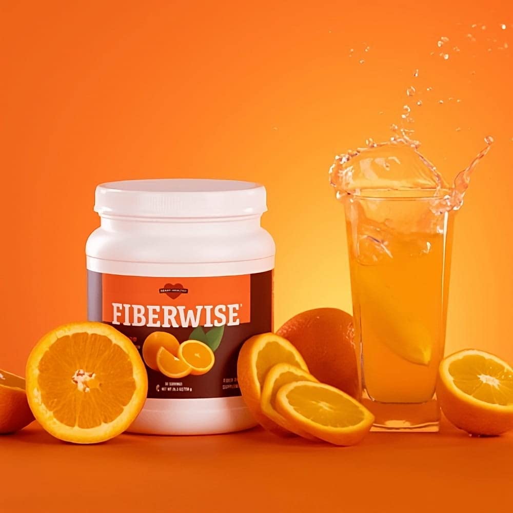 Nutritional label and ingredients on Fiberwise Drink Orange Canister