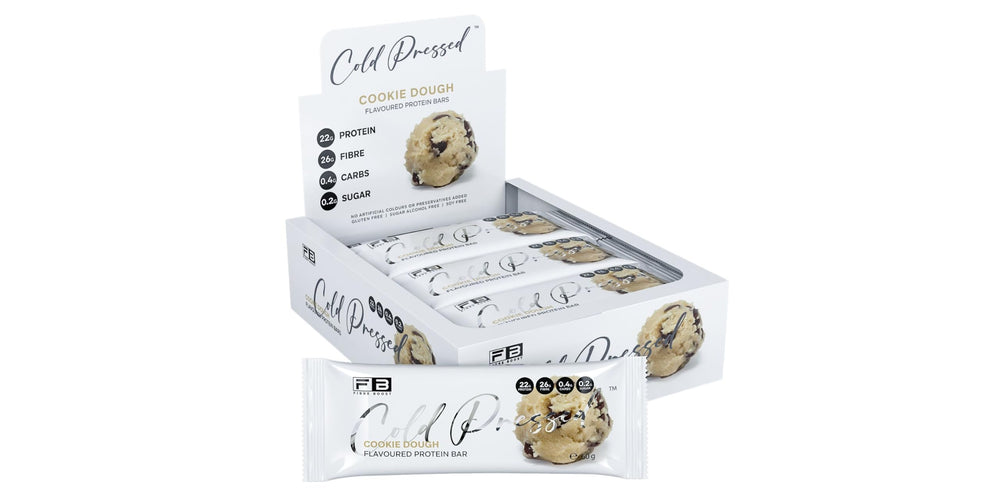 Fibre Boost Cold Pressed Cookie Dough flavoured Protein Bar – front view