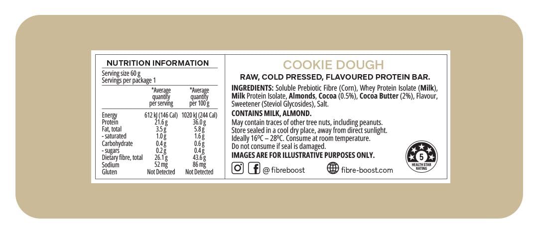 Close-up of the cookie dough flavoured protein bar showing texture