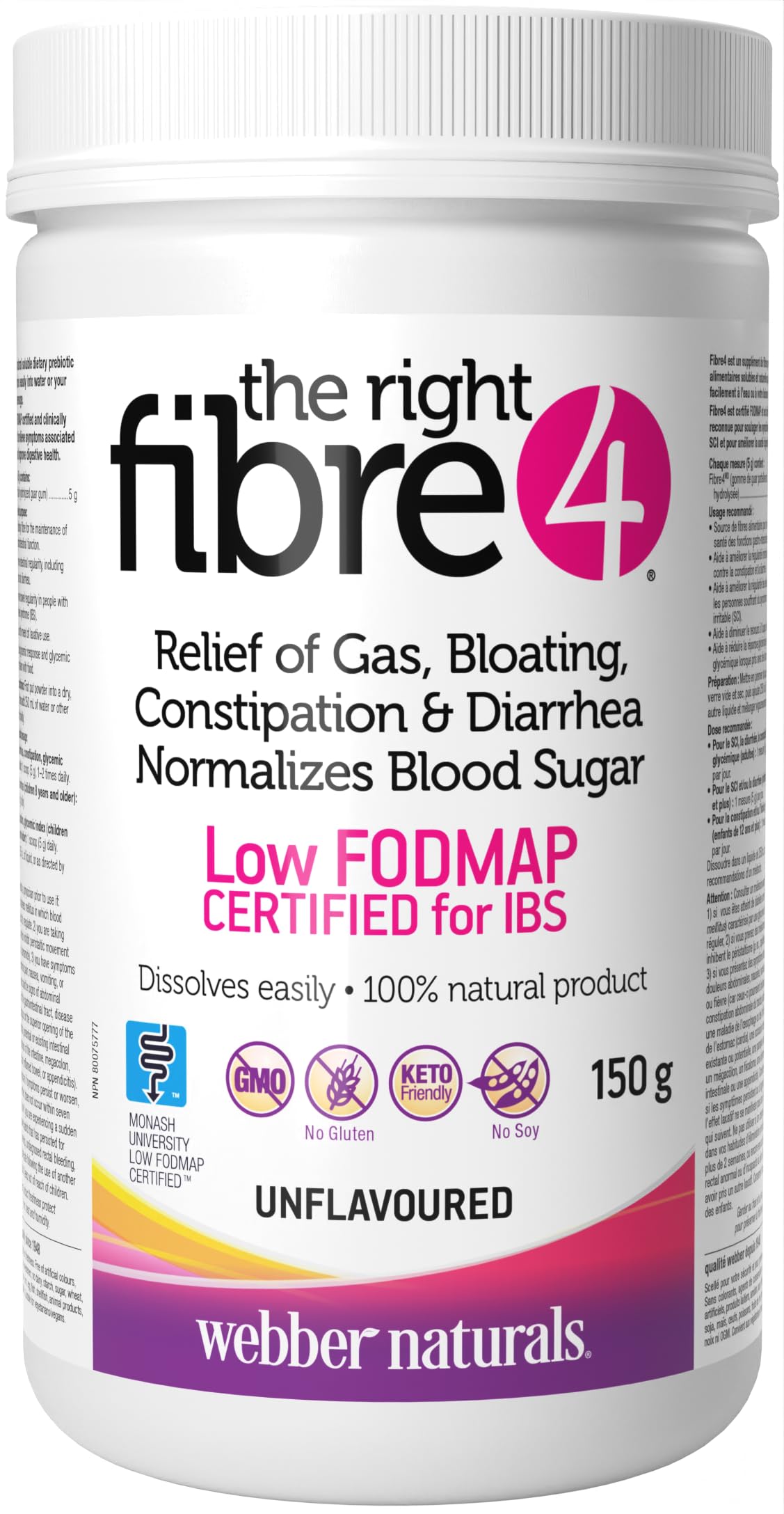 Fibre4 IBS unflavoured powder bottle hero image
