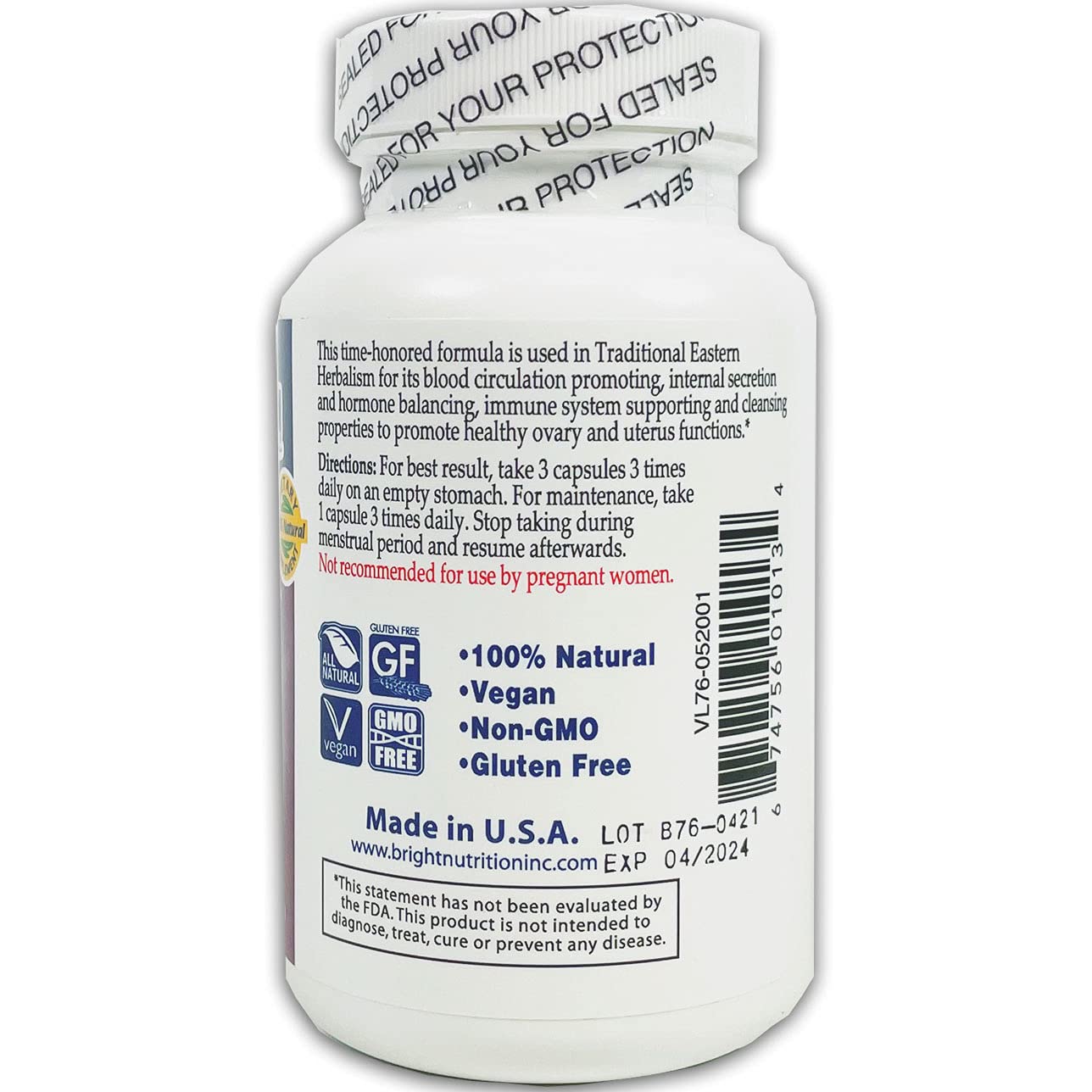 Close-up of FibroBlend 12-herbs ingredients on label