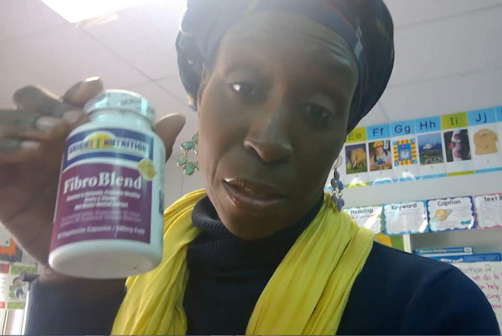 Close-up of the FibroBlend bottle label