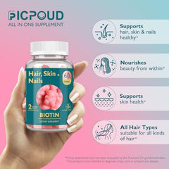 Hair growth support visual with Ficpoud Biotin Gummies