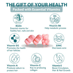 Biotin gummies ingredients with vitamins A, C, E, B5, B6, B9