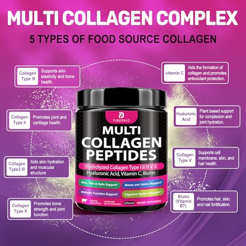 Graphic showing collagen types I-V and X
