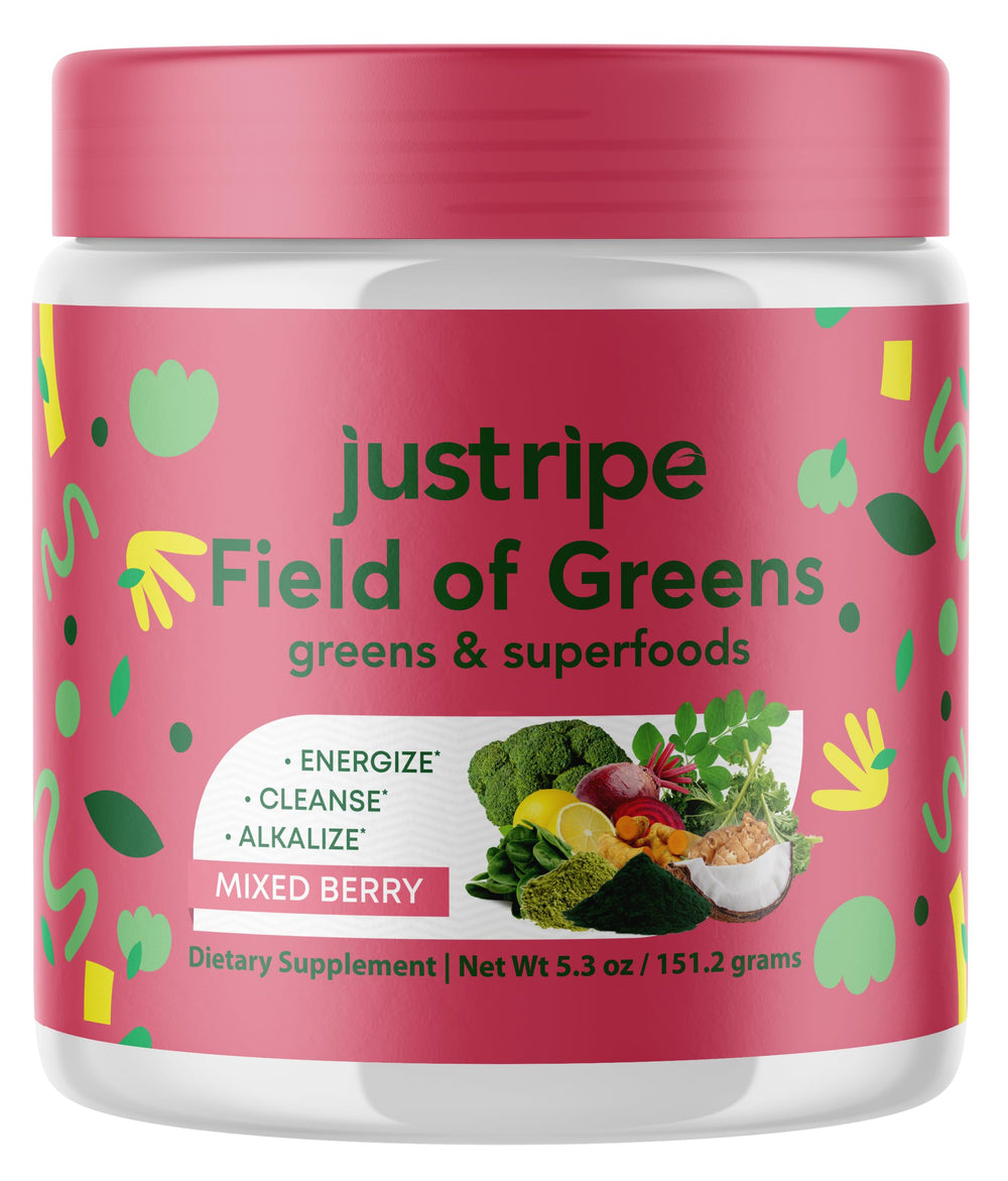 Field of Greens mixed berry superfood powder with 28 scoops - front view