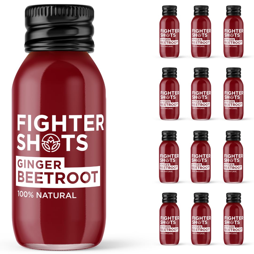Fighter Shots Ginger + Beetroot bottle (12x60ml) – 100% natural cold-pressed wellness shot