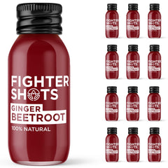 Fighter Shots Ginger + Beetroot bottle (12x60ml) – 100% natural cold-pressed wellness shot