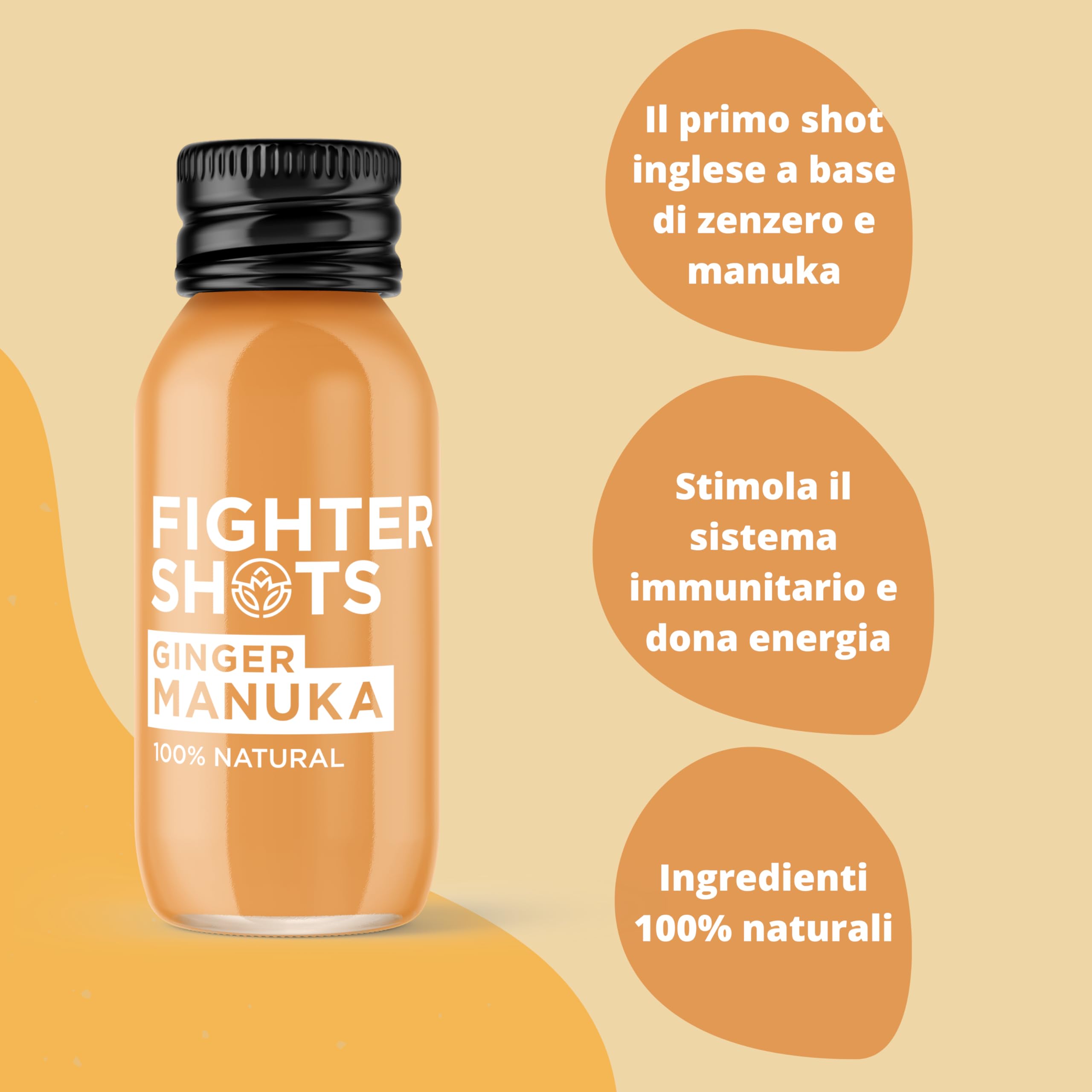 Close-up of Fighter Shots bottle label