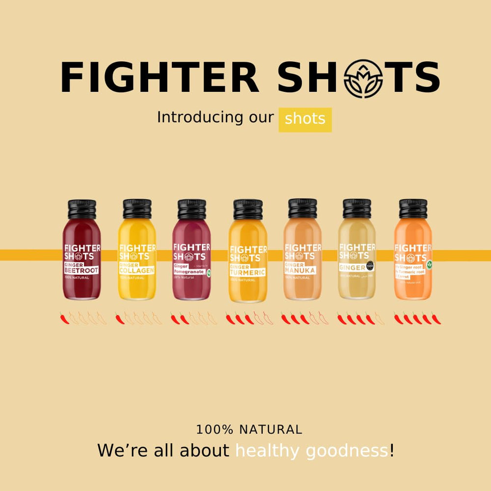 Vegan wellness shots lineup by Fighter Shots