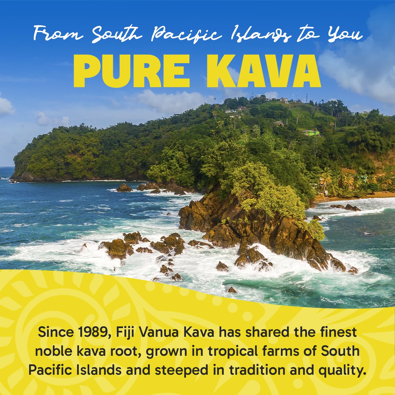 Fiji Vanua Kava brand label on packaging