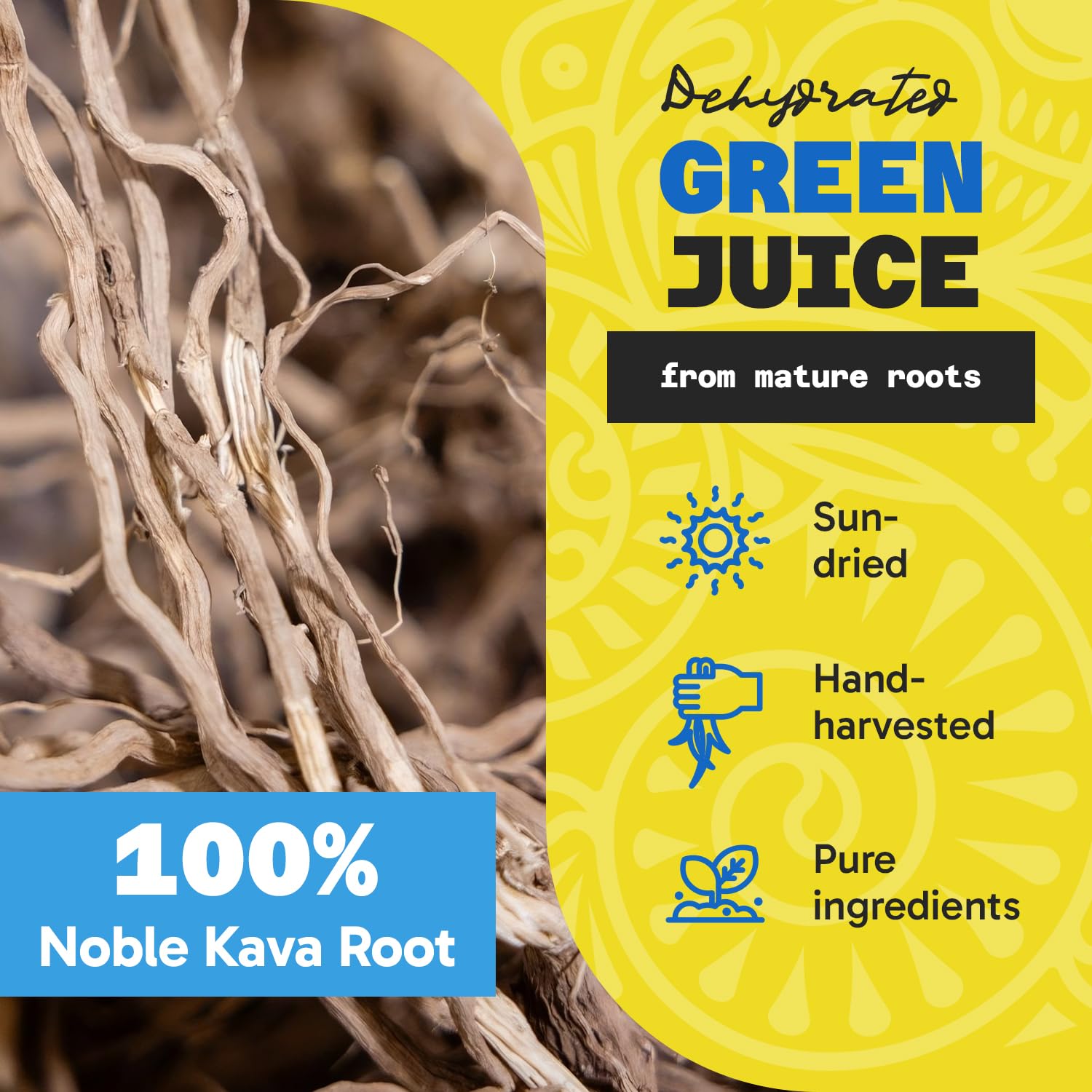 Close-up of noble kava root powder texture