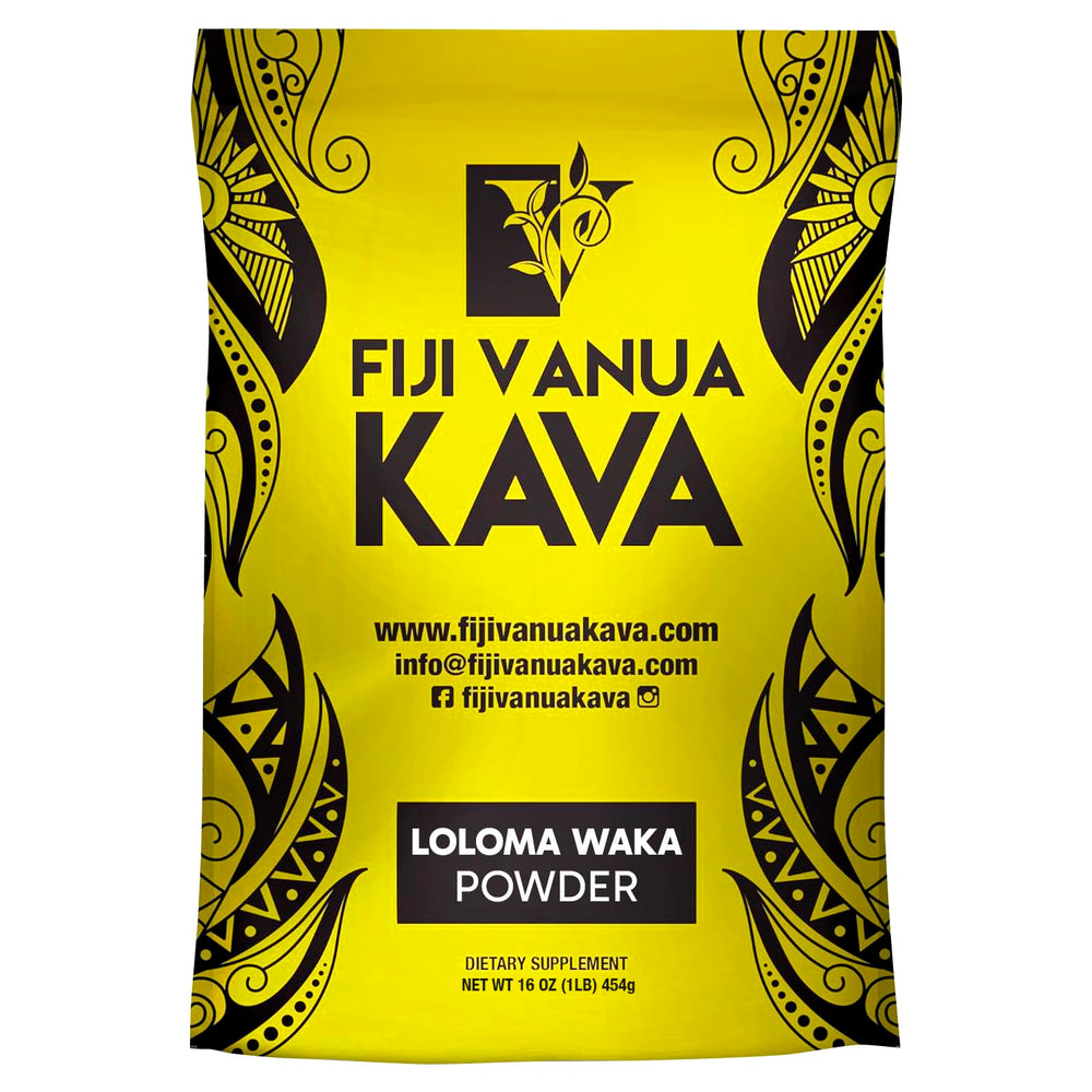 Fiji Vanua Kava Premium Loloma Waka Kava root powder in 1 lb package