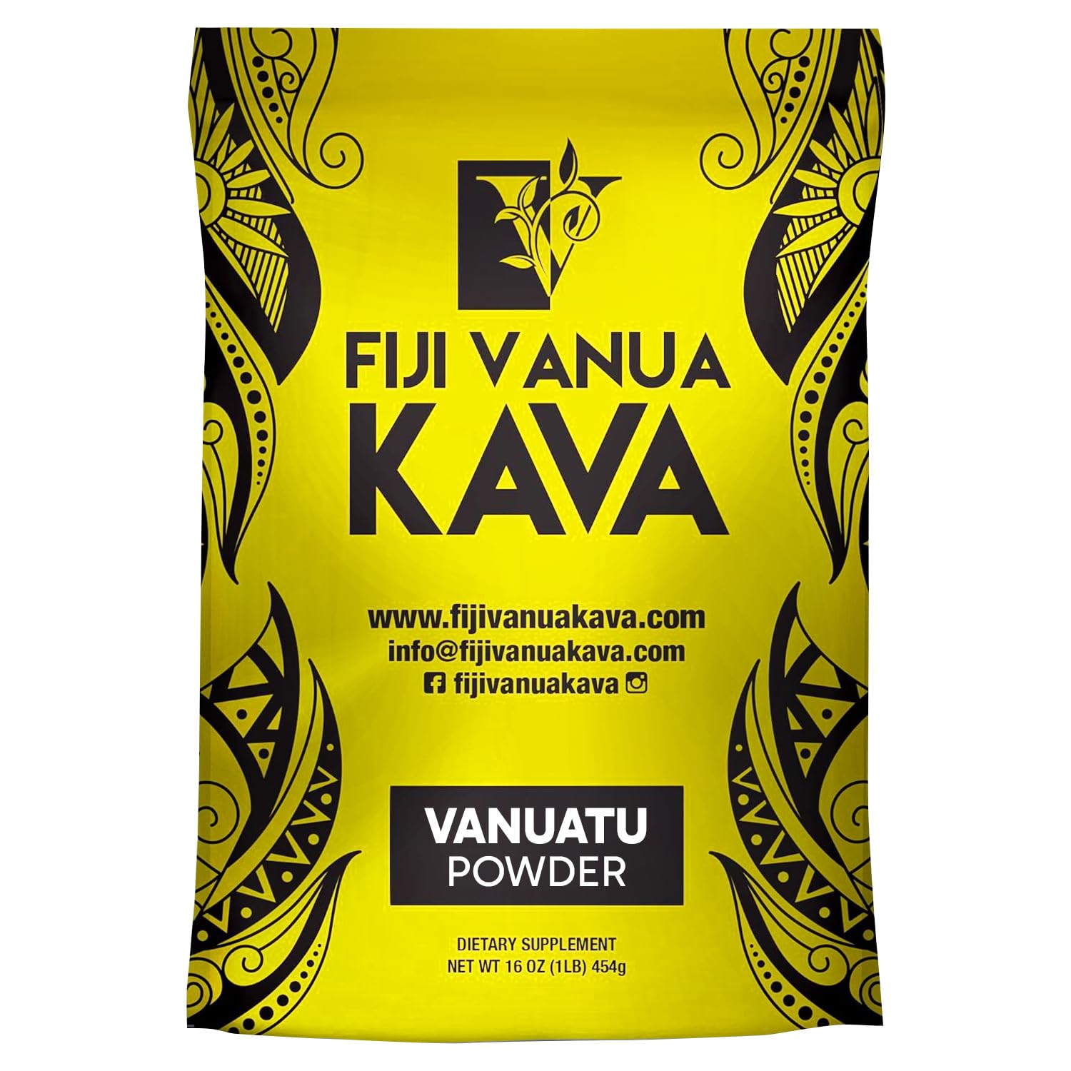 Fiji Vanua Kava Vanuatu Powder 16 oz packaging
