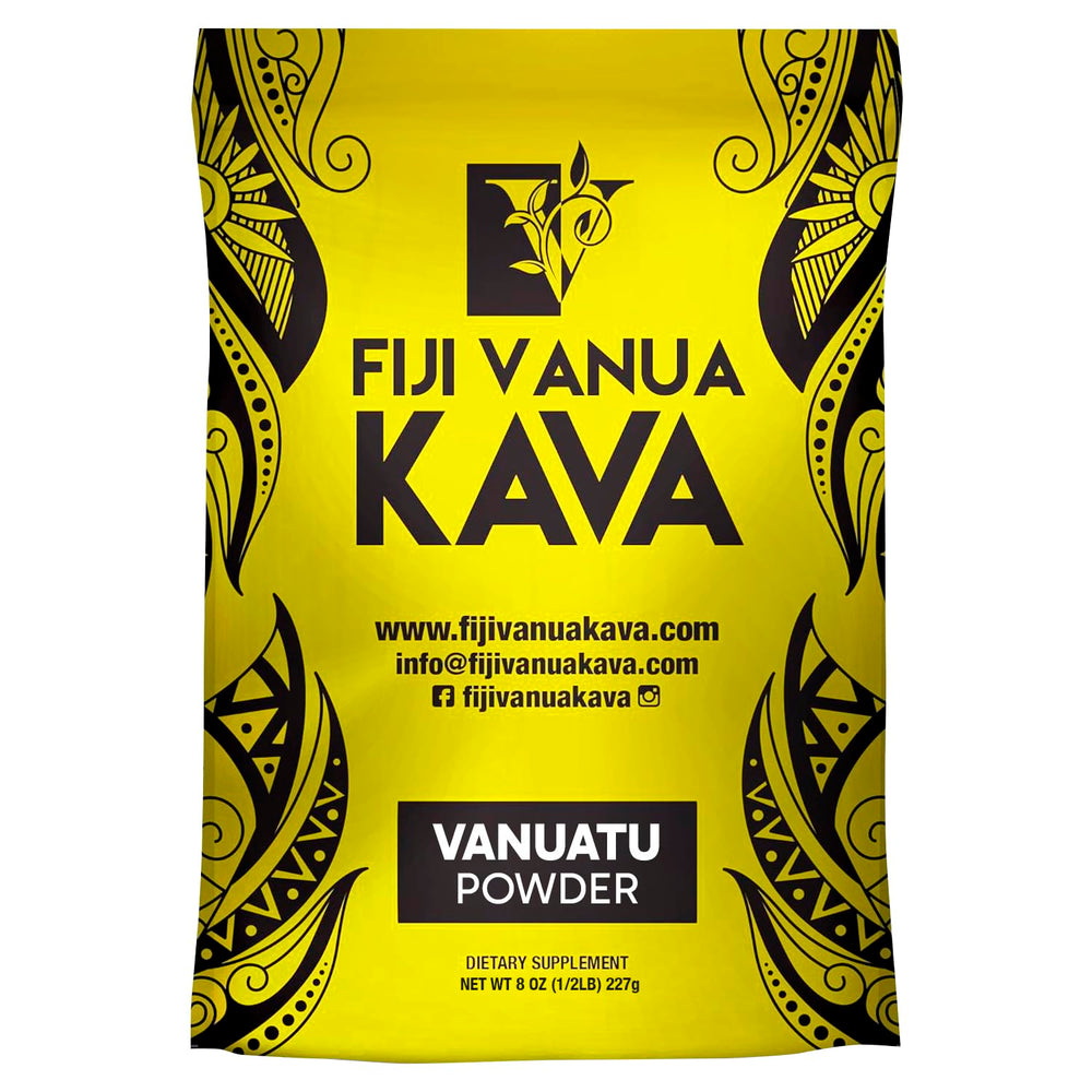 Label of Fiji Vanua Kava Vanuatu Powder on jar
