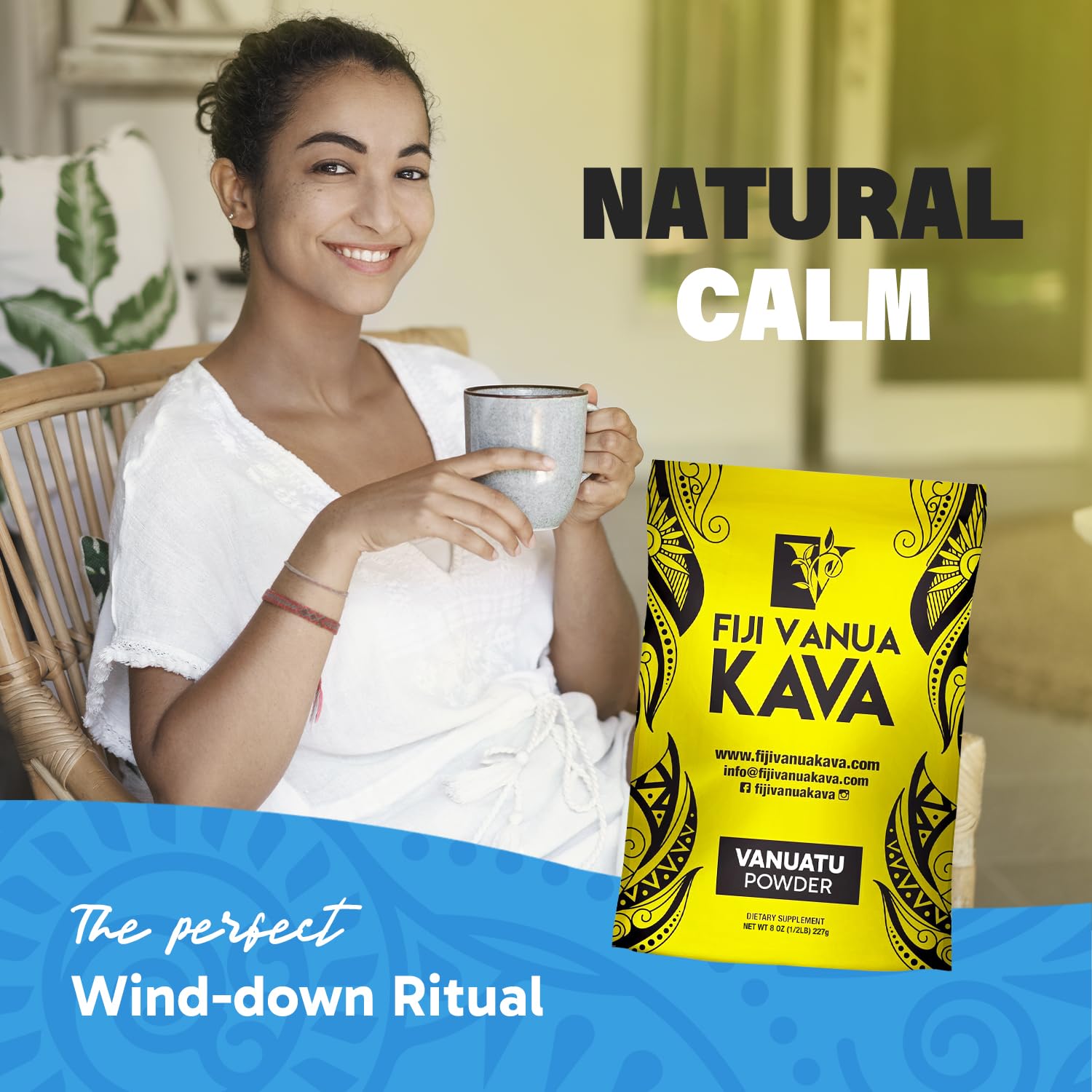 Kava preparation with a strainer bag (not included)