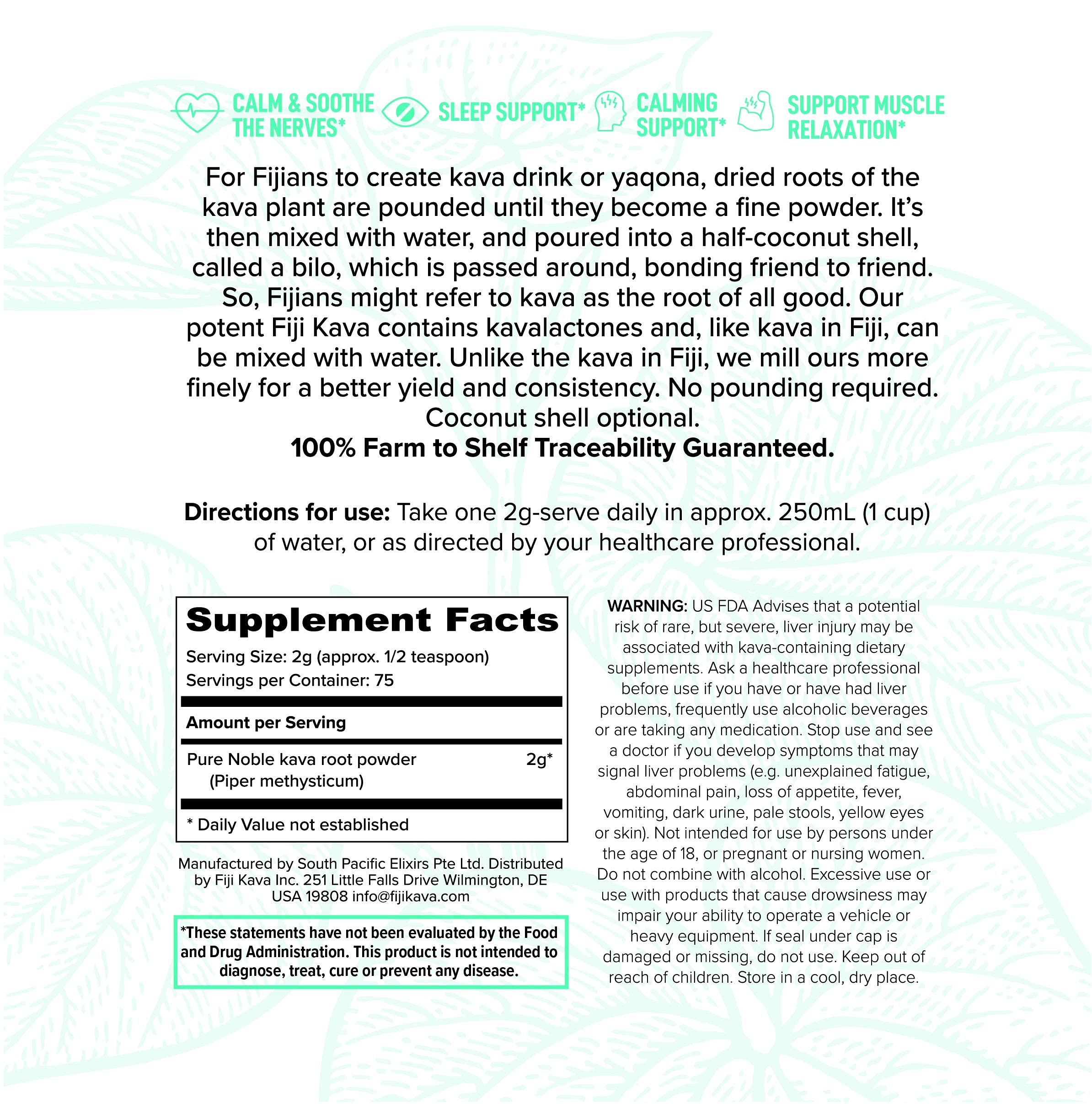 FijiKava packaging and 150g container with label visible