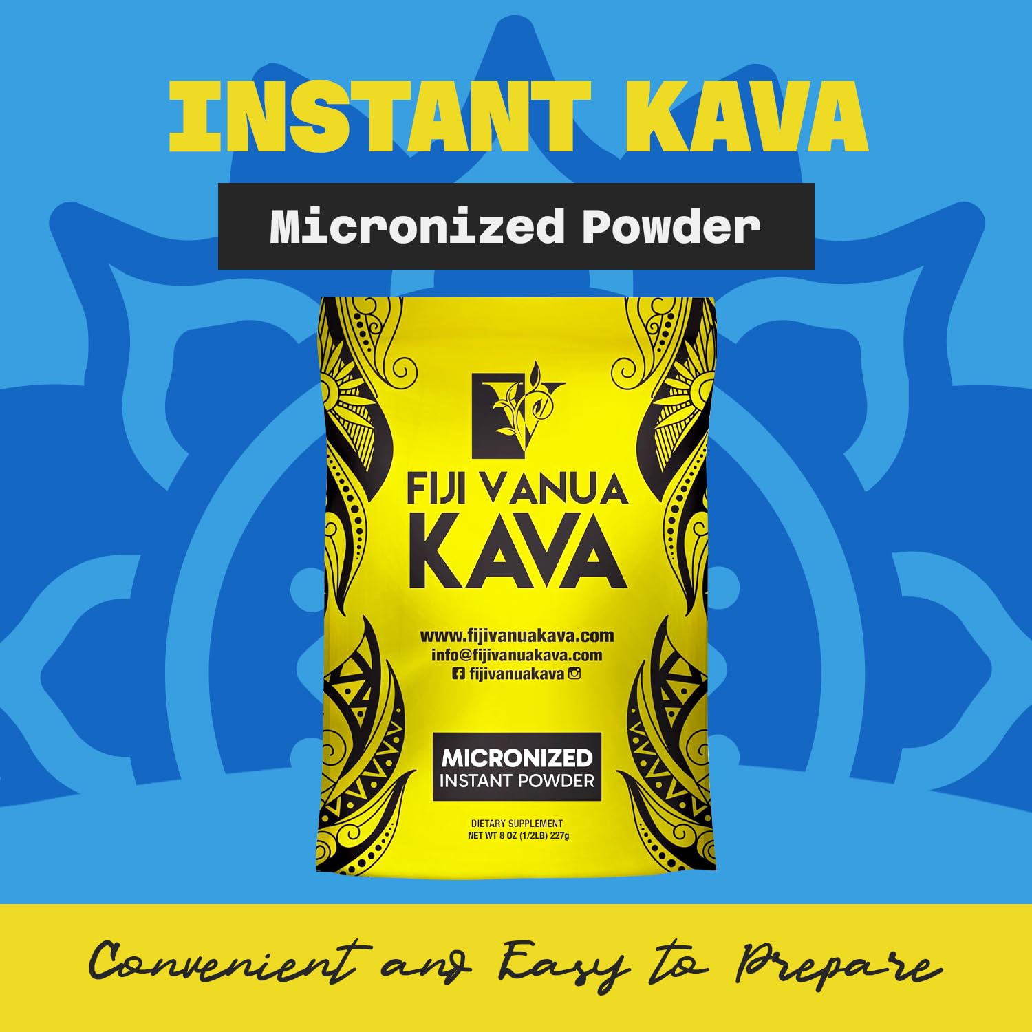 Micronized kava powder for quick preparation