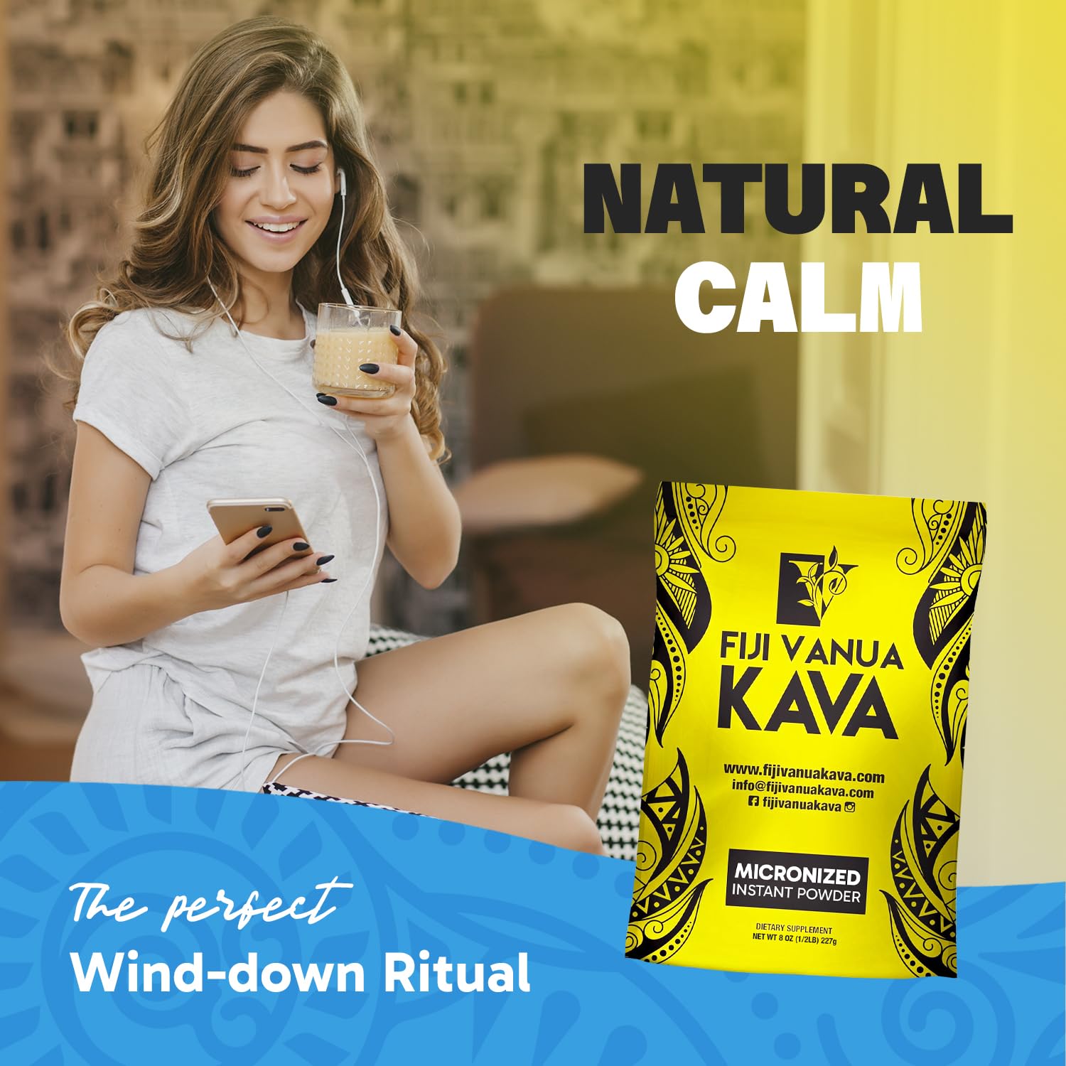 Portable instant kava powder for on-the-go use