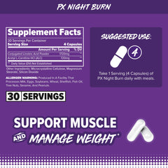 Acetyl L-Carnitine and CLA ingredients in PX Night Burn