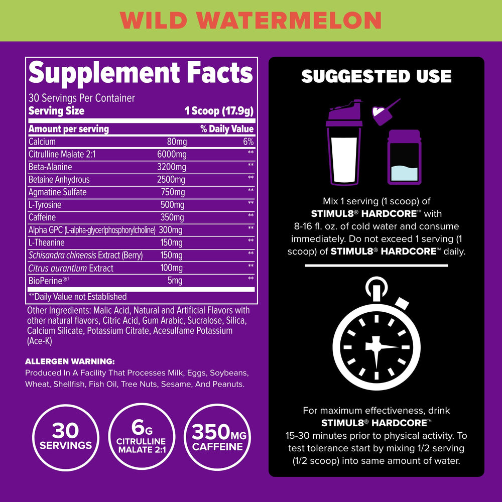 FINAFLEX Stim8 Hardcore Wild Watermelon scoop demonstrates convenient serving size.