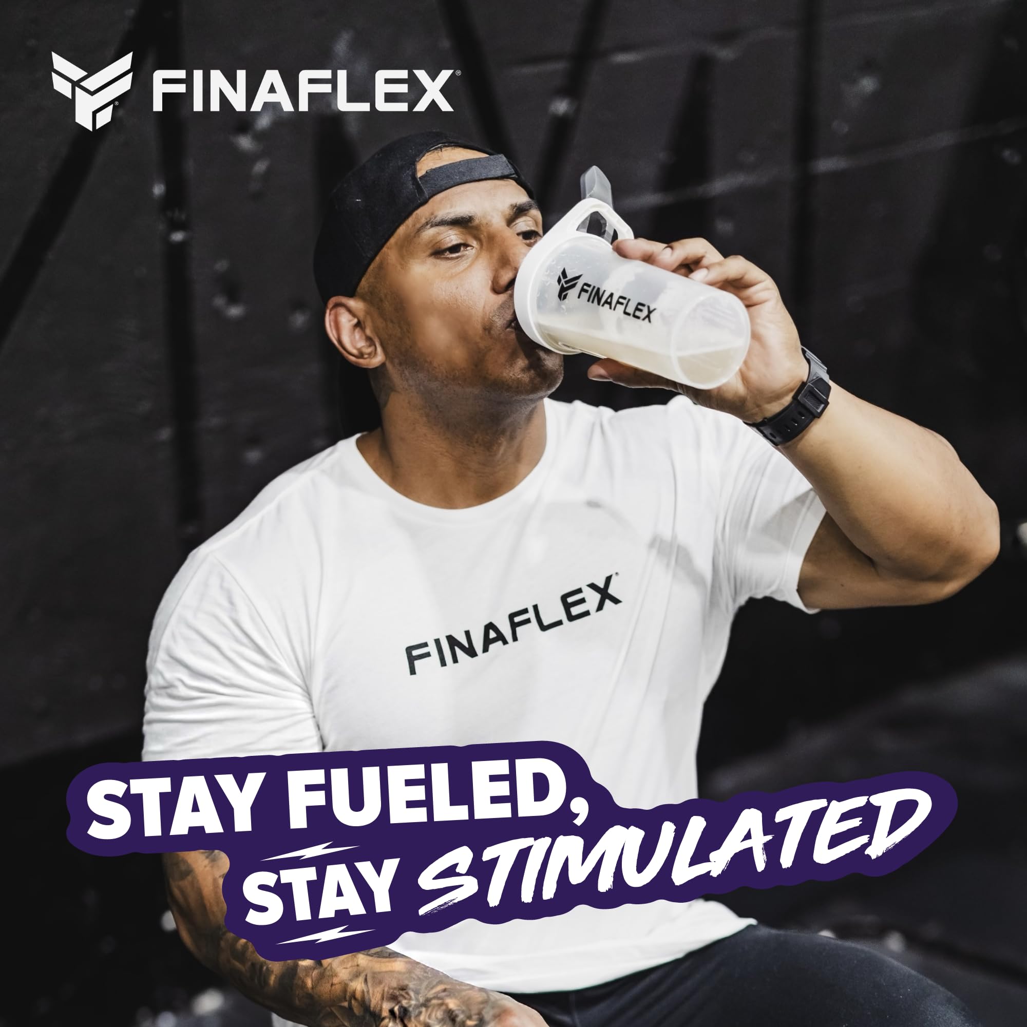 FINAFLEX Stim8 powder and scoop ready to mix for workouts and endurance.