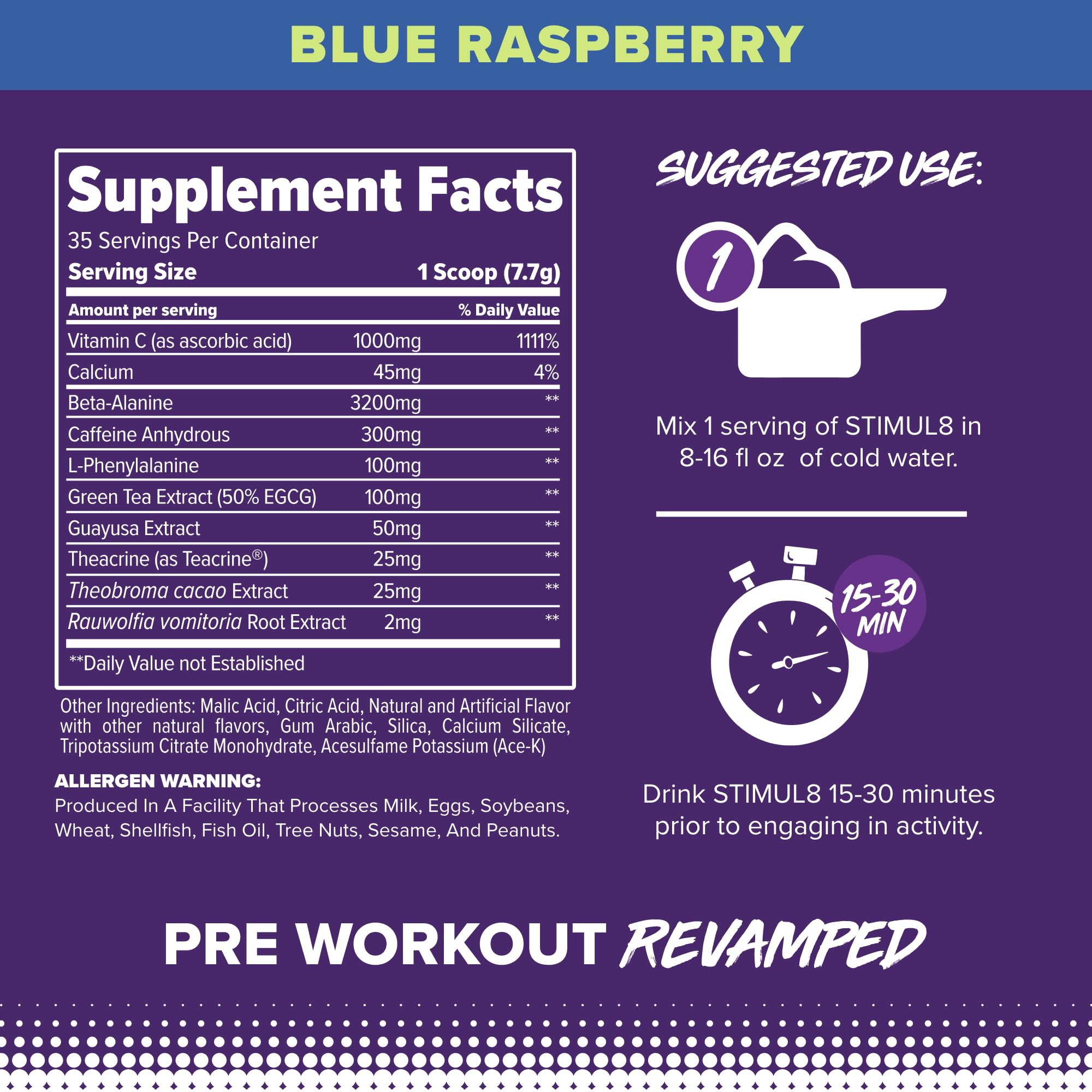 FINAFLEX STIMUL8 caffeine boost supports sharp focus during workouts.