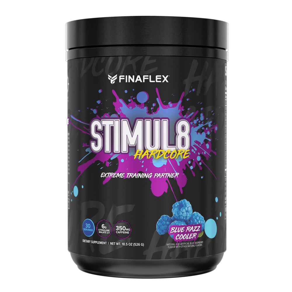 FINAFLEX StimUL8 Hardcore Blue Razz Cooler – front label