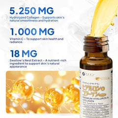 Hydrated skin concept with collagen drink imagery