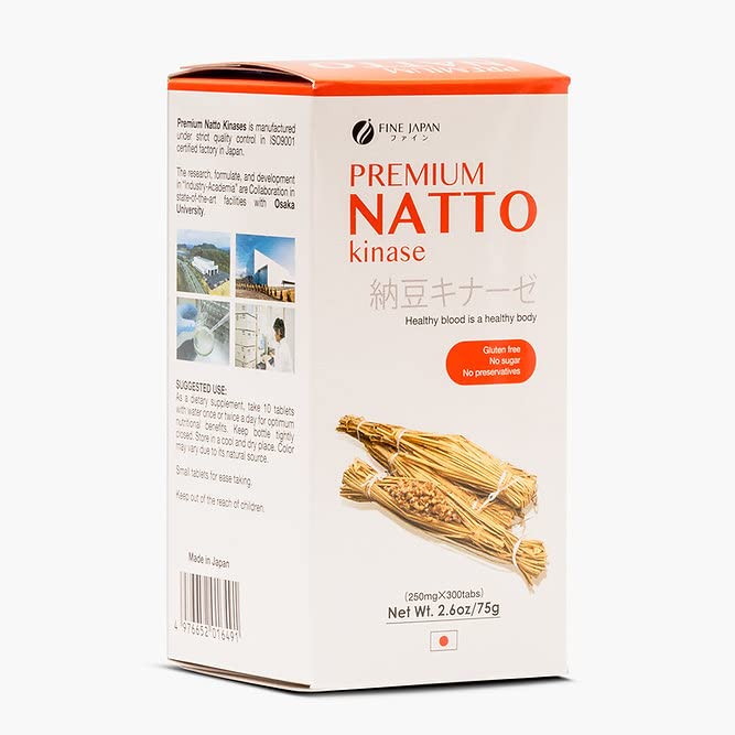 Side view of FINE JAPAN Natto Kinase bottle packaging